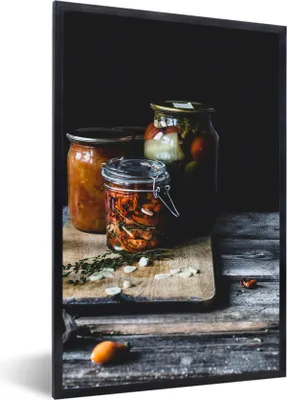 Produktbild von MuchoWow® MuchoWow® Gerahmtes Poster Gemüse in einem Weckglas auf einem Holztisch 40x60 cm - Poster mit zchwarzem Bilderrahmen - Papierdruck - Wandbilder