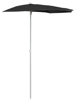 Produktbild von Halbrund Sonnenschirm 180x90 cm Schwarz mit 5 Stahlrippen