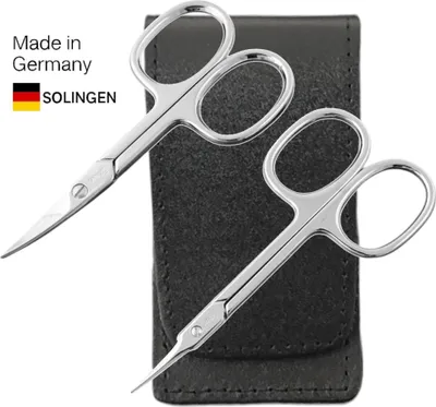 Immagine prodotto di Set di forbici per unghie Solingen con forbici a punta e astuccio in vera pelle  Germany  Nero