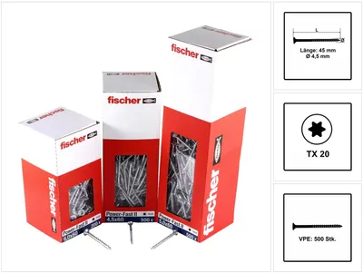 Produktbild von Fischer 670271, Schraube, Metall, Holz, Allgemeiner Nutzen, Teilgewinde, Flachkopf