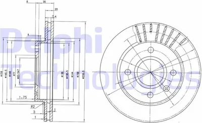 Produktbild von 2x DELPHI Bremsscheibe BG2440 für FORD Fiesta Mk4 Schrägheck (JAS JBS) KA (RB_)