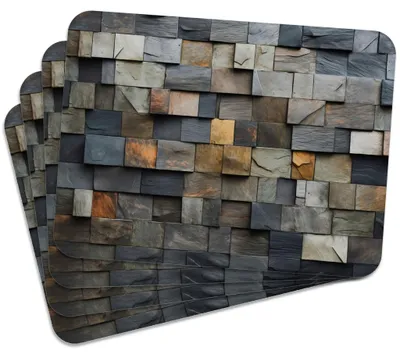 Produktbild von MG Design Set aus 4 Kork-Platzsets - Stone Mosaic - 30 x 40 cm - hitzebeständig & abwischbar, mit Korkrückseite