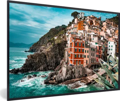 Produktbild von MuchoWow® MuchoWow® Gerahmtes Poster Italien - Häuser - Felsen 60x40 cm - Poster mit zchwarzem Bilderrahmen - Printing - Wanddeko Schlafzimmer