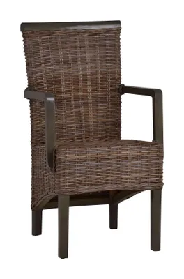 Produktbild von MiaMöbel Armlehnstuhl Rattan 51x98x57 cm Modern Massivholz Rattan Mahagoni Braun