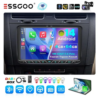 Produktbild von Autoradio Navigationssystem für VW Golf Polo Tiguan Touran Android 14 9 Zoll Touchscreen GPS Carplay Android Auto Freisprechanlage mit DAB+ FM Bluetooth