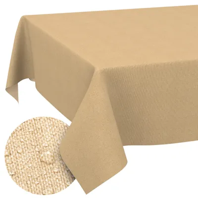 Tischdecke 140x100cm Rechteckig Beige DanceDirty abwaschbar Leinenoptik wetterfest, Hauptbild