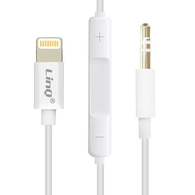 Immagine prodotto di Adattatore audio da Lightning a jack da 3,5 mm bianco LinQ con telecomando