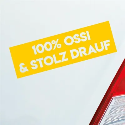 Produktbild von Auto Aufkleber 100% Prozent Ossi und stolz Drauf 20x6 cm Gelb Sticker Heckscheibenaufkleber