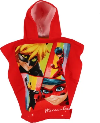 Imagen del producto de Bata de baño para niños de Miraculous Ladybug, con capucha y un diseño genial