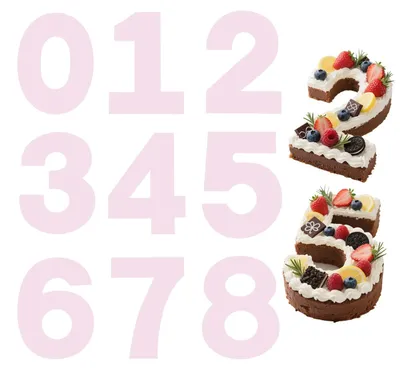 Zahlen-Schablonen 0-8, 30 cm, rosa PET-Kuchenschablonen