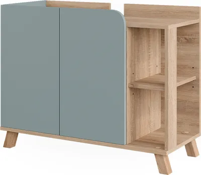 Produktbild von Waschbeckenunterschrank Vicco Karen Sonoma/Blau 80 x 65 cm mit 2 Türen, Model 54674