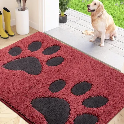 Produktbild von FCSDETAIL Schmutzfangmatte waschbar 80x120 cm Fußmatte rutschfest Sauberlaufmatte Hund Eingang Rot