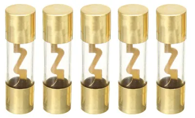5x AGU-Sicherung 10A 10x38mm Glasrohr vergoldet Auto Audio