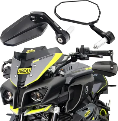 Produktbild von Area1 Premium Motorrad Lenkerendenspiegel e- CNC/Alu Motorrad Rückspiegel Set (Rechts+Links) Kompatibel mit BMW Yamaha Honda Kawasaki KSR LS55