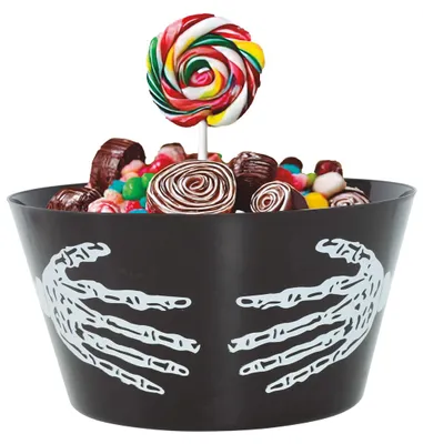 Produktbild von Halloween Partyschüssel mit Skelett Hand als Motiv 30 cm, KI-generiertes Bild
