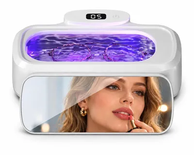 Produktbild von 48kHz Ultraschallreiniger mit UV-Desinfektion, 360° Tiefenreinigung, tragbar, 47dB geräuscharm, 304-Edelstahlbehälter, USB-aufladbar, für Aligner