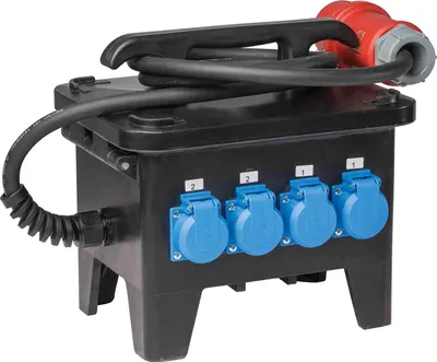 Produktbild von as-Schwabe Baustellenstromverteiler CEE 400V 16A auf 4x Schuko & 2x CEE 16A IP44
