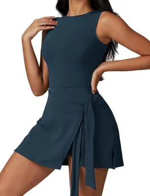 Produktbild von Damen Ärmelloses Sportkleid mit Taschen - Marineblau