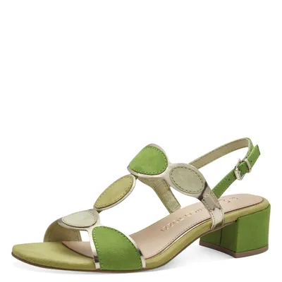 Produktbild von MARCO TOZZI Damen Sandale Textil Sandalette Metallic T-Riemen 2-28230-42, Größe:40 EU, Farbe:Grün