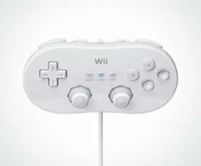 A white Nintendo Wii Classic Controller is shown against a plain white background.