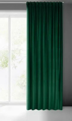 Samtvorhang mit Faltenband, 140x300 cm, Grün, 1 Stück