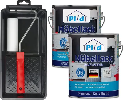 Produktbild von Plid Möbellack Weiß glänzend 5 l mit Lackierset, für Holz und Metall