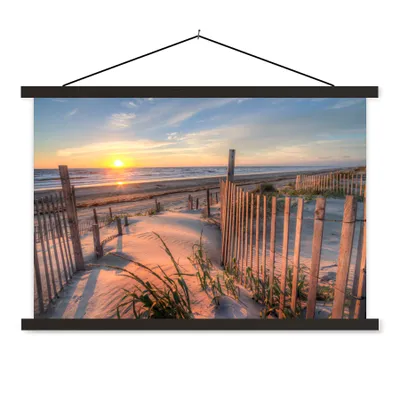 Produktbild von MuchoWow® Textilposter Strand - Meer - Düne - Sonnenuntergang - Landschaft 120x80 cm mit schwarzem Rahmen - Wanddeko