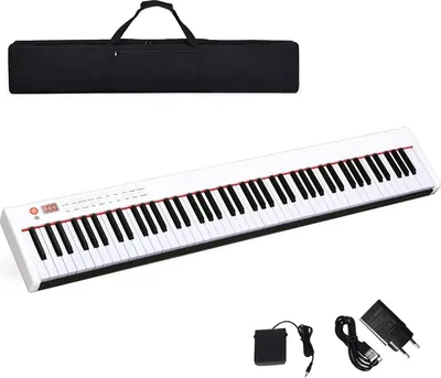 Immagine prodotto di Tastiera pianoforte digitale - 88 tasti - Per bambini - 128 ritmi - 128 suoni - Bluetooth - 20 brani demo - Bianco