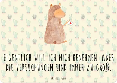 Produktbild von Mr. & Mrs. Panda Schild Alpaka Fahne DIN A6 - Kaktus Grün - Geschenk, tafel, Wandbild, Türschild, Metallschild, Alpakas, Liebe, Lama, Lamas, Blechtafel