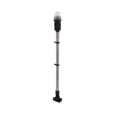 Produktbild von 360° Ankerlicht mit Mast, Edelstahl Rundumlicht mit Flaggenstockhalter, Positionslicht klappbar, batteriebetrieben