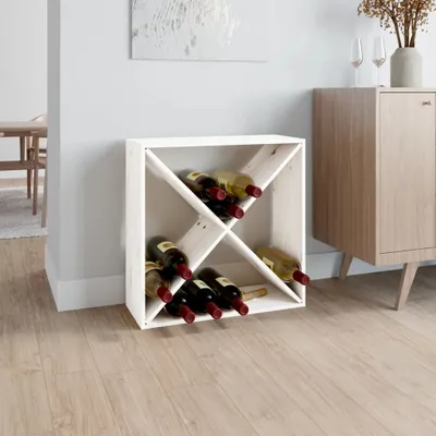 Produktbild von "2026 Promotion" Weinregal Weiß 62x25x62 cm Massivholz Kiefer - Weinregale CC28805