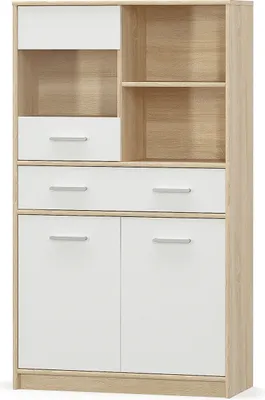 Produktbild von nabbi Dreitürig Vitrine mit Steckdose Tavir PB-1DRW2D1SC - Dub-Sonoma / Weiß