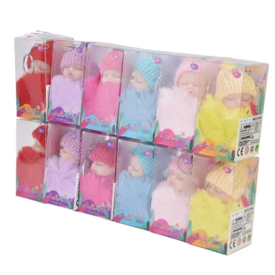 Zdjęcie produktu dla Brelok do kluczy ze śpiącą lalką, puszysty brelok do kluczy ze śpiącą lalką, brelok do kluczy Mini Pom Pom, brelok do kluczy dla dziewczynek, brelok do kluczy, zawieszka do torebki dla lalek