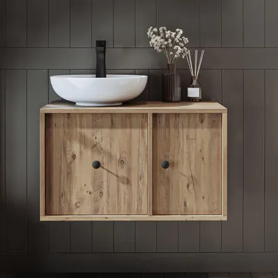 Produktbild von Skye Decor, Hochwertiger Badschrank mit Waschbecken, 75 cm, Atlantik-Kiefer, 100% MDF