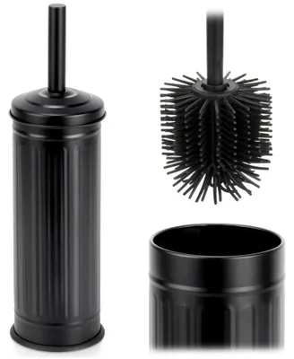 Zdjęcie produktu dla Szczotka do toalety silikonowa - szczotka do WC z metalowym uchwytem - 37 cm - czarna