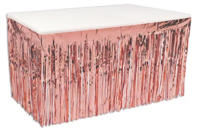 Produktbild von Tischrock in Roségold Kunststoff Fransen 76 cm x 4,2 m - Einheitsgröße