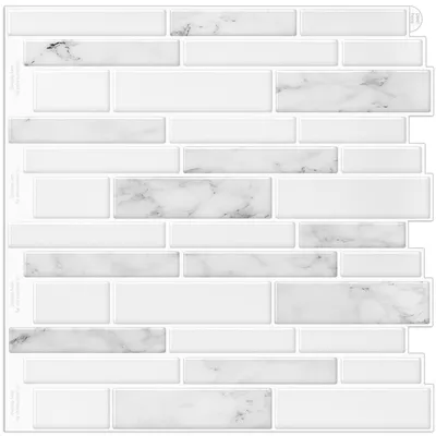 Productafbeelding van 10 witte 3D-tegelstickers voor keukenachterwand (30,5 x 30,5 cm)