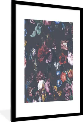Produktbild von MuchoWow® MuchoWow® Gerahmtes Poster Blumen - Farben - Kunst 60x90 cm - Poster mit zchwarzem Bilderrahmen - Dekoration - Wandposter Wohnzimmer - Hochwertig