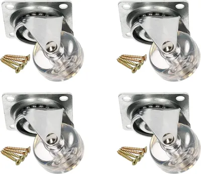Immagine prodotto di KOTARBAU® Set di 4 ruote trasparenti per mobili Ø 35 mm per tutti i tipi di pavimento Ruote girevoli Ruote in gomma Ruote per il trasporto Ruote per divani Ruote scorrevoli Ruote per cassette degli attrezzi