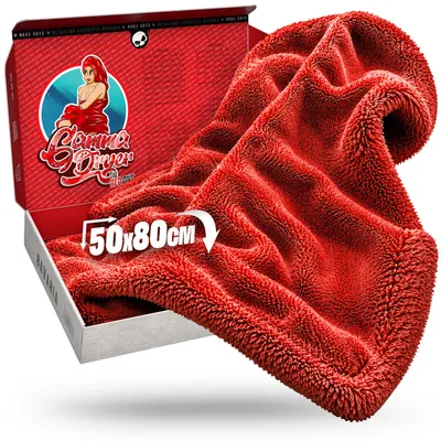 Produktbild von Nuke Guys Gamma Dryer XXL | Ultra saugstarkes Trockentuch 1400 GSM in Rot 50x80cm | Fusselfrei, abgerundete sanfte Fasern, kratzerfrei, extra groß | Premium Mikrofasertuch für Auto Motorrad Fahrrad