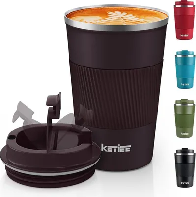 Produktbild von KETIEE Thermobecher to go 380ml Braun Doppelwandig aus Edelstahl