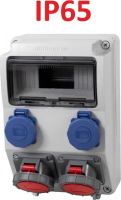 Produktbild von IP65 Stromverteiler Wandverteiler verdrahtet Steckdosen Modulen Anzahl -9 CEE 2x16A  2x230V