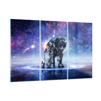 Produktbild von Bilder auf glas - Kosmonaut Weltraum - 105x70cm - Glasbilder - Wandbilder - Kunstdruck - zum Aufhängen bereit - Wanddekoration aus Glas - Glas Bilder - Wandbild auf Glas - 3 Teile - GCE105x70-3985