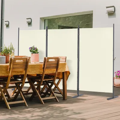 Produktbild von UISEBRT 3-tlg Raumteiler Paravent Sichtschutzwand Raumteiler Stellwand Trennwand Sichtschutz 275 x 180 cm mit Kabelbinder & Nägel Beige