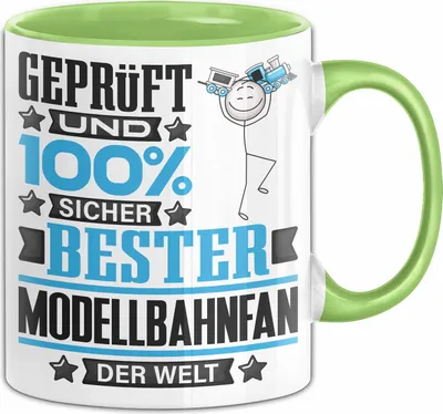 Produktbild von Modellbahnfan Geschenk Lustiger Spruch für Modellbahnfan Geschenkidee Bester Modellbahnfan Der Welt (Grün)