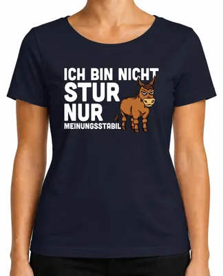 Imagen del producto de Camiseta para mujer, color azul marino, talla XXL, con la frase: "No soy testaruda, solo tengo convicciones firmes. ¡Un dicho divertido!". Ideal como regalo