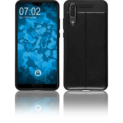 Produktbild von PhoneNatic Case kompatibel mit Huawei P20 - schwarz Silikon Hülle Lederoptik Cover