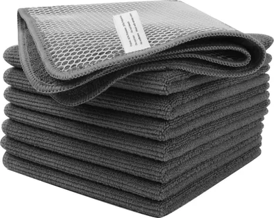 Produktbild von VIVOTE Microfaser Spültücher mit Poly-Mesh-Scheuerseite 8er Pack 30x30cm Grau
