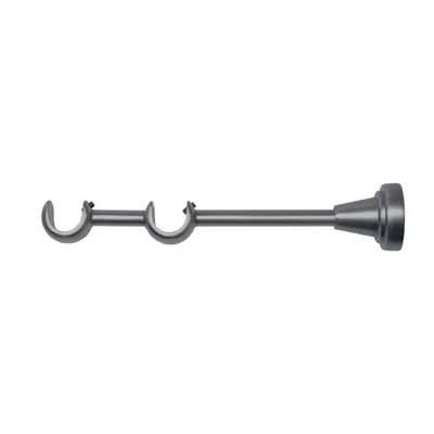 Produktbild von MDEKOR Wandträger 2-läufig Silber Grau R Wandhalter mit Metallmontageplatte für Gardinenstange 19 mm Abstand kürzbar