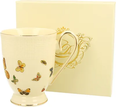 Produktbild von DUO ECRU Becher 400 ml BUTTERFLIES New Bone China Porzellan